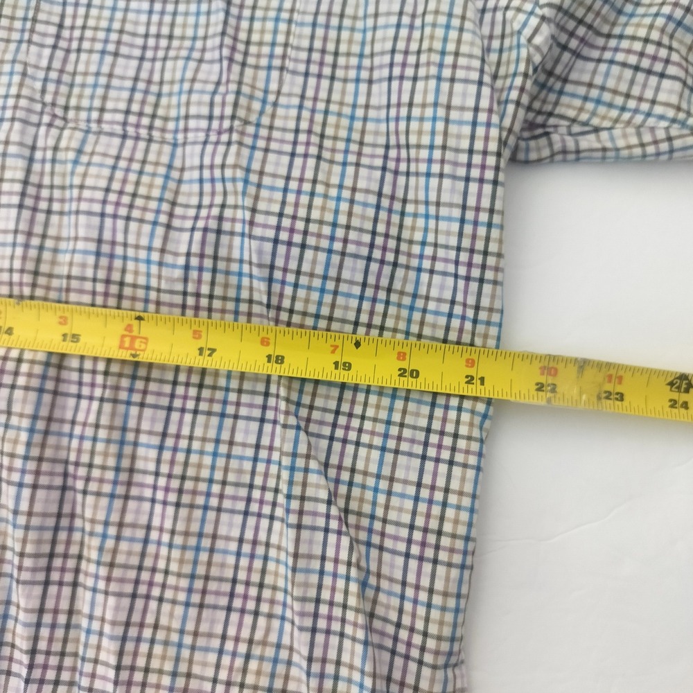 Peter Millar Mens Large Tattersall‎ Check Button Down Shirt Blue Purple MF19W11 - Picture 4 of 7